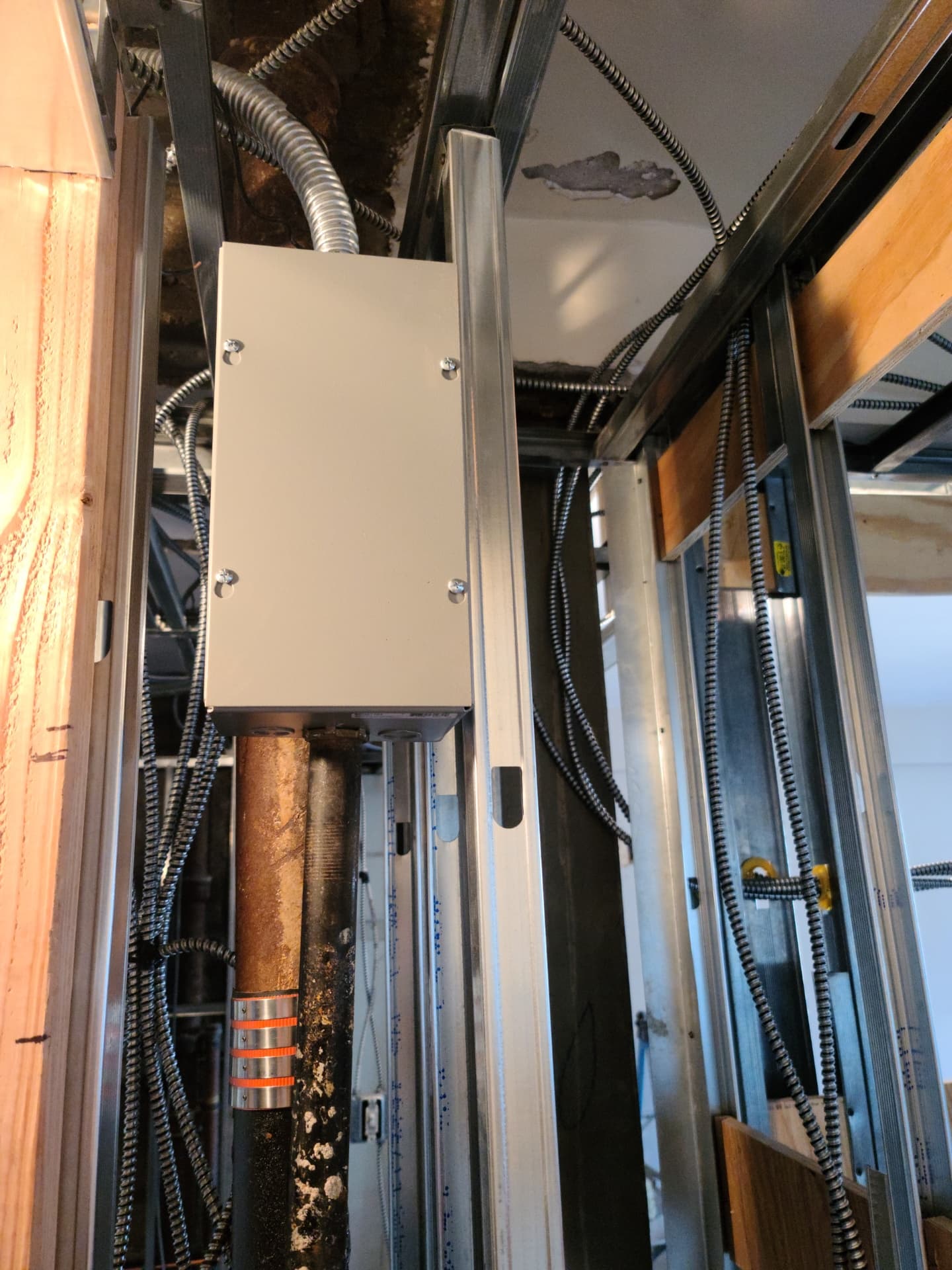Steel stud wall framing and structural support for interior build-out