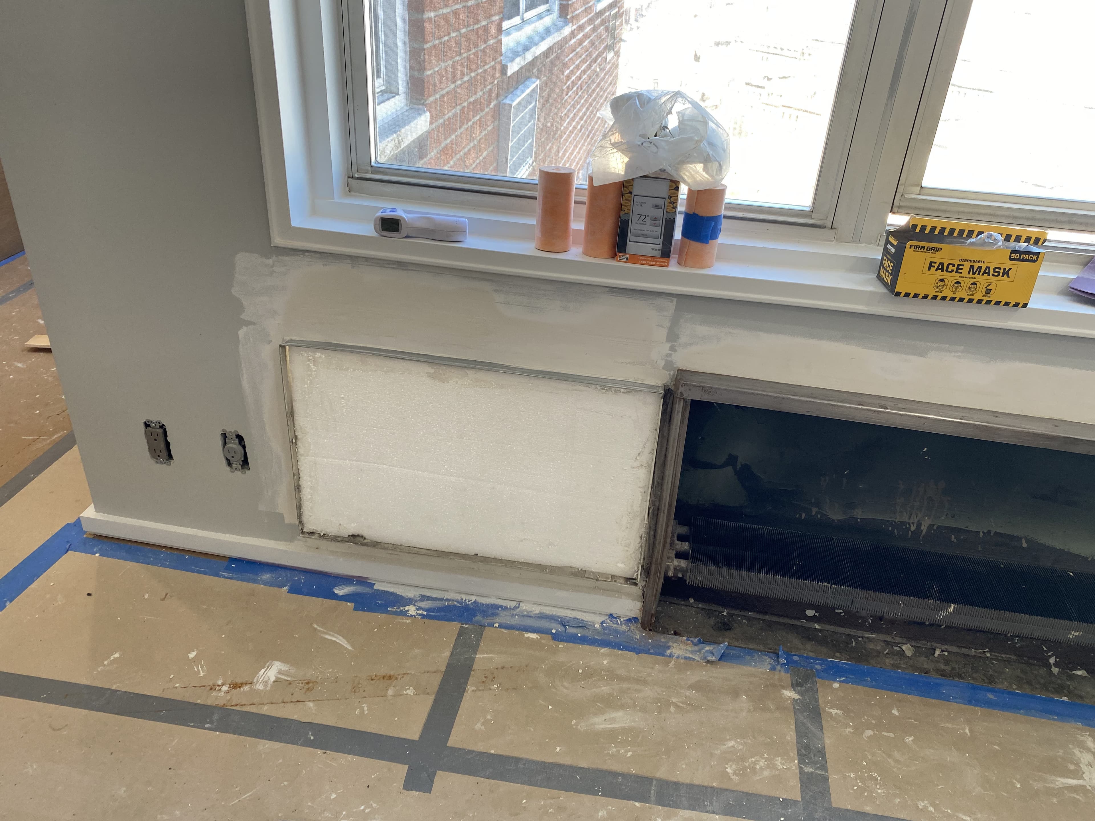 Window sill finishing and radiator enclosure work in progress
